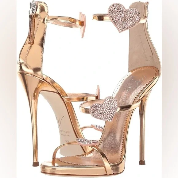 EUC Giuseppe Zanotti Triple Heart Strappy Sandal 35.5 $1,195